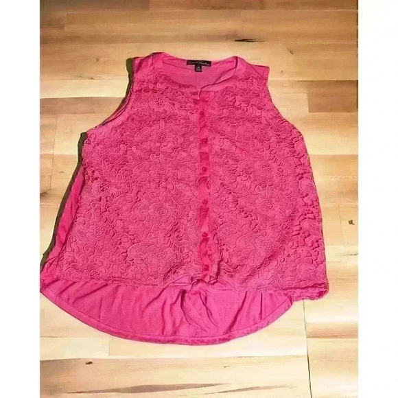 French Sunday Lace Front Sleeveless Top Size 2X Hot Pink - Picture 2 of 6